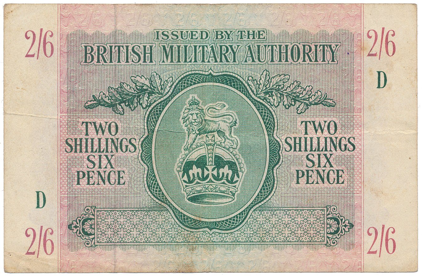 Velká Británie, 2 Shillings 6 Pence (1943), BMA - vojenské vydání, P.M3