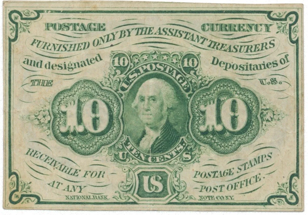 USA, 10 Cents 1862, stříhaný okraj, P.98