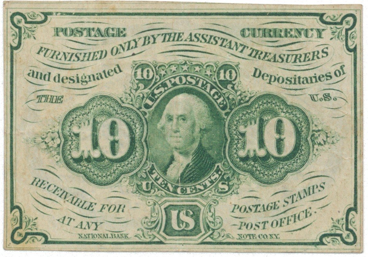 USA, 10 Cents 1862, stříhaný okraj, P.98