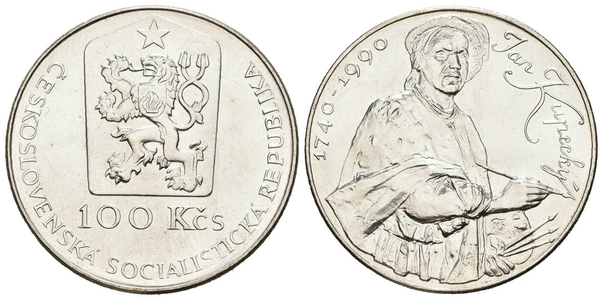 100 Kčs 1990 - Jan Kupecký, ražební lesk — 1