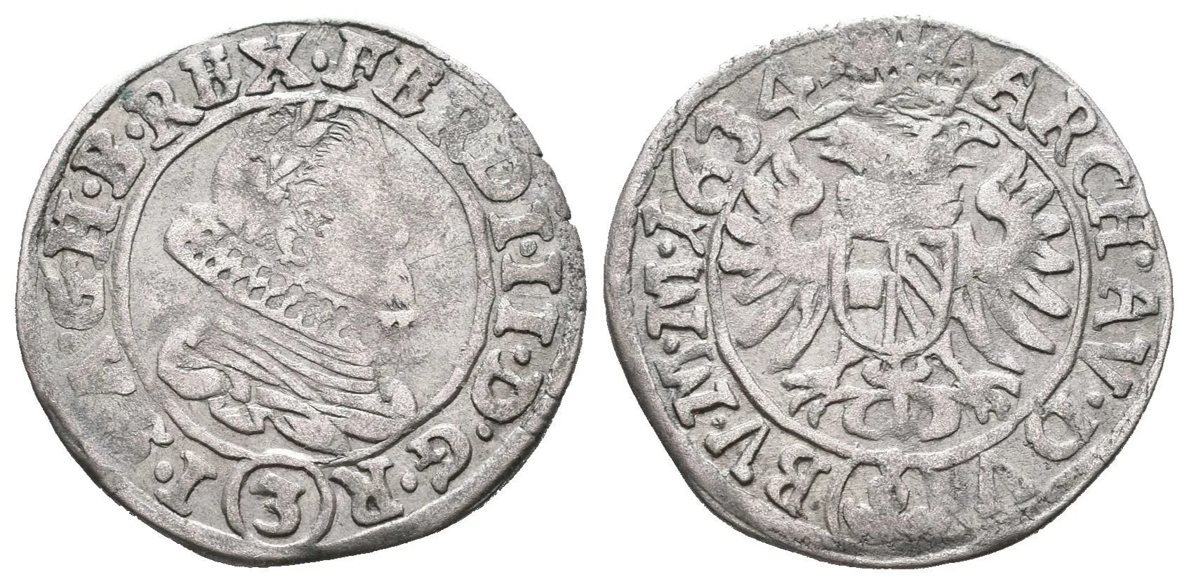 3 Krejcar 1634, Praha-Schuster, Hal.763, patina, ned. — 1