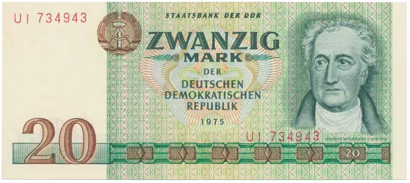 Německo - NDR, 20 DM 1975, I. vydání, Ros.362a