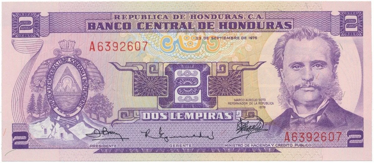Honduras, 2 Lempiras 1976, P.61