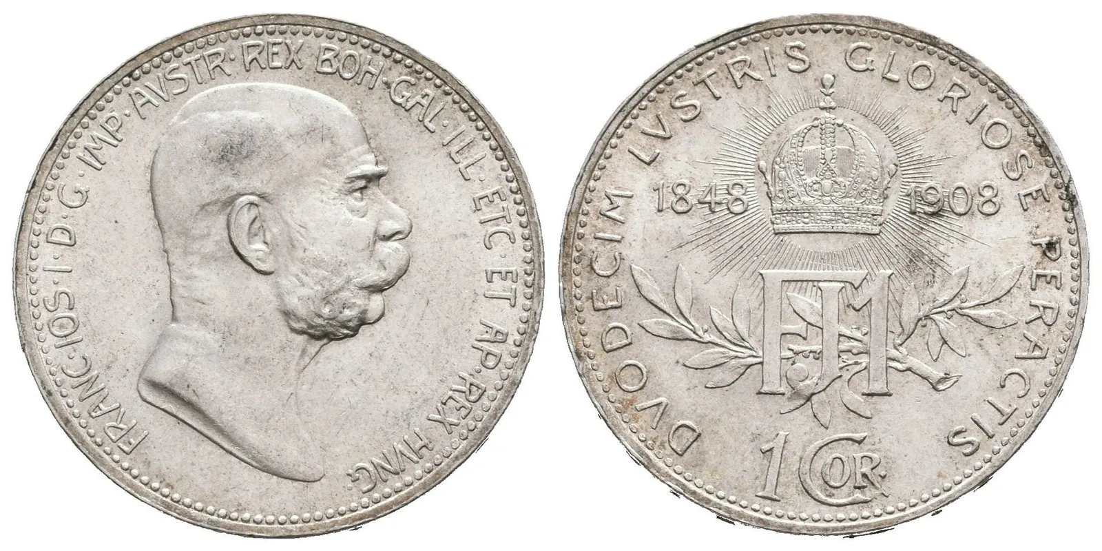 1 Koruna 1908 - Jubilejní k 60. výročí nastoupení vlády, — 1