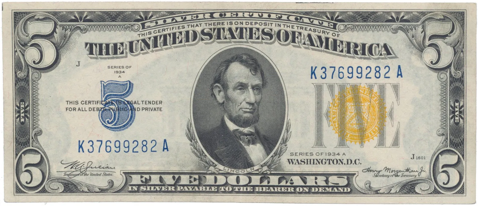 USA, 5 Dollars 1934, vojenské vydání pro severní Afriku, P.414AY