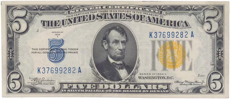 USA, 5 Dollars 1934, vojenské vydání pro severní Afriku, P.414AY