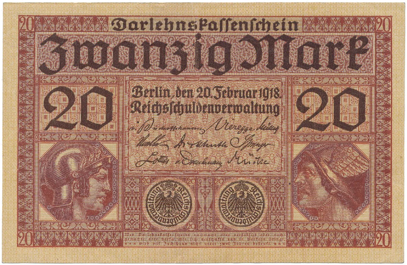 Německo, 20 Mark 1918, Ro.55