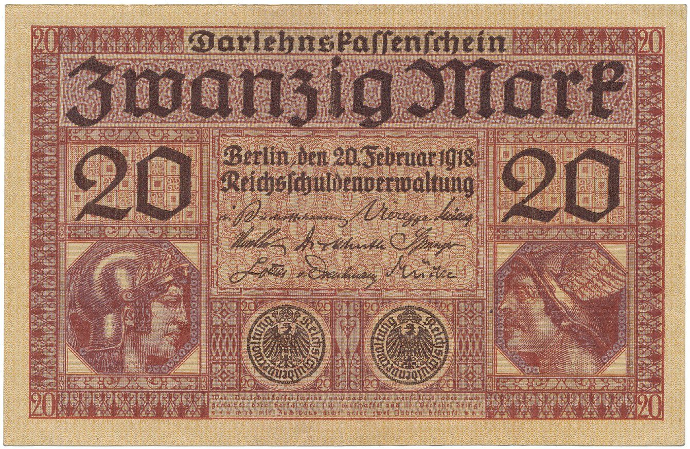 Německo, 20 Mark 1918, Ro.55