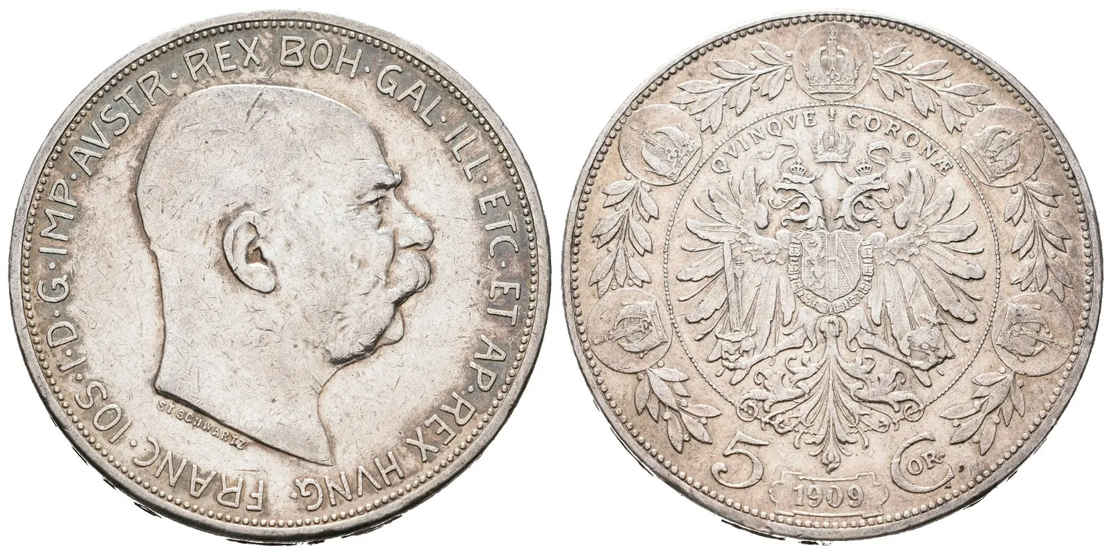 5 Koruna 1909 Schwartz