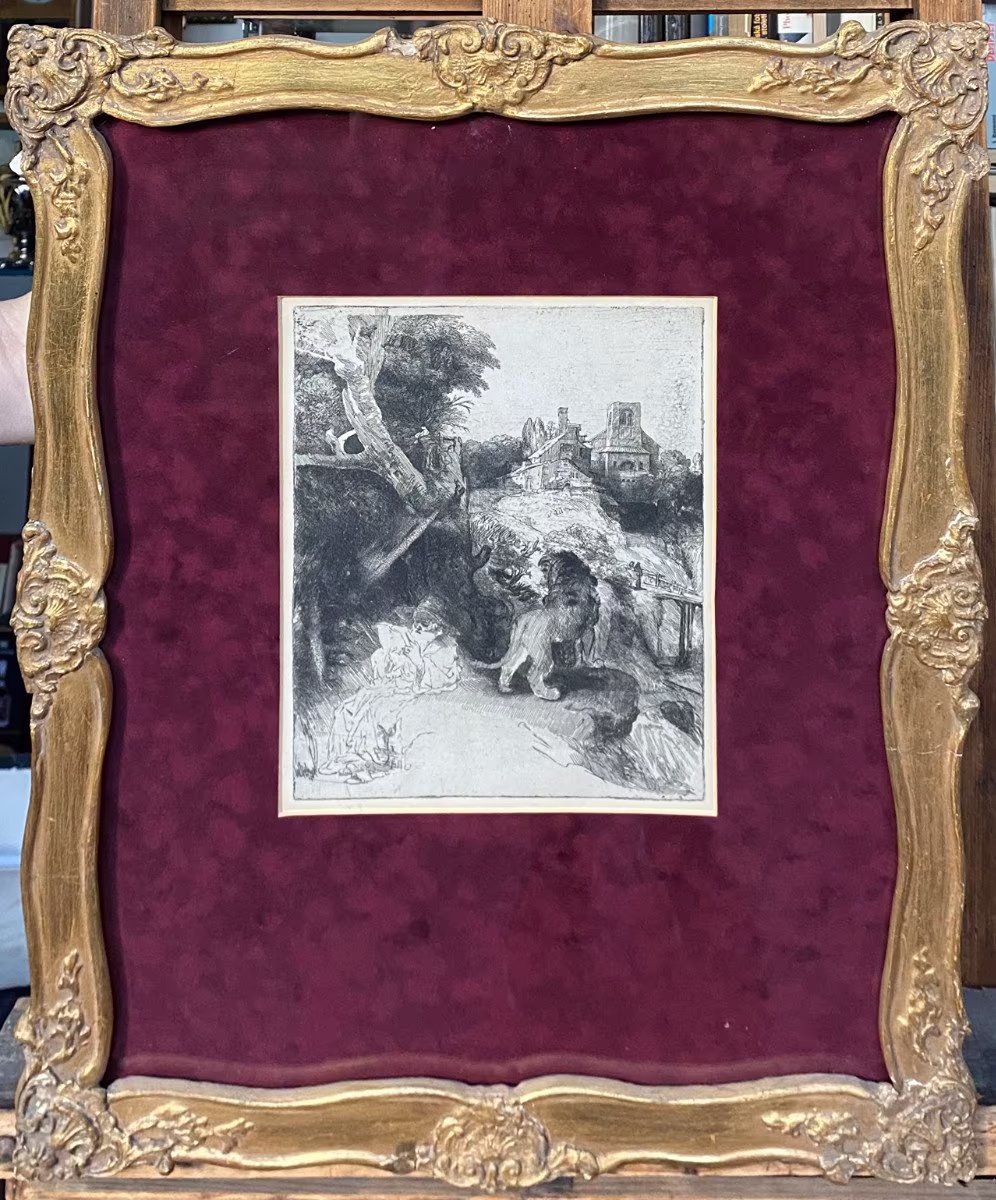 Rembrandt Harmenszoon van Rijn  - Čtoucí svatý Jeroným v italské krajině