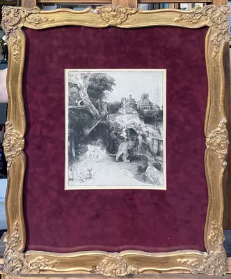 Rembrandt Harmenszoon van Rijn  - Čtoucí svatý Jeroným v italské krajině