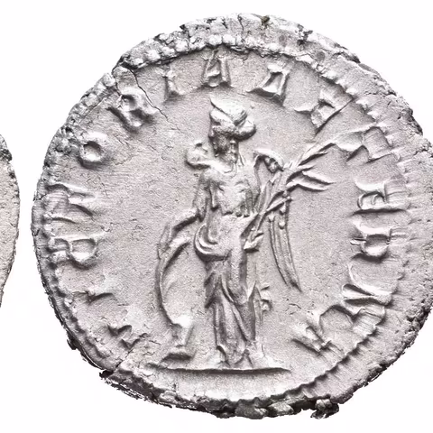 Antoninian, 243 - 244, Rv: VICTORIA AETERNA, stojící Victoria zleva se opírá o štít