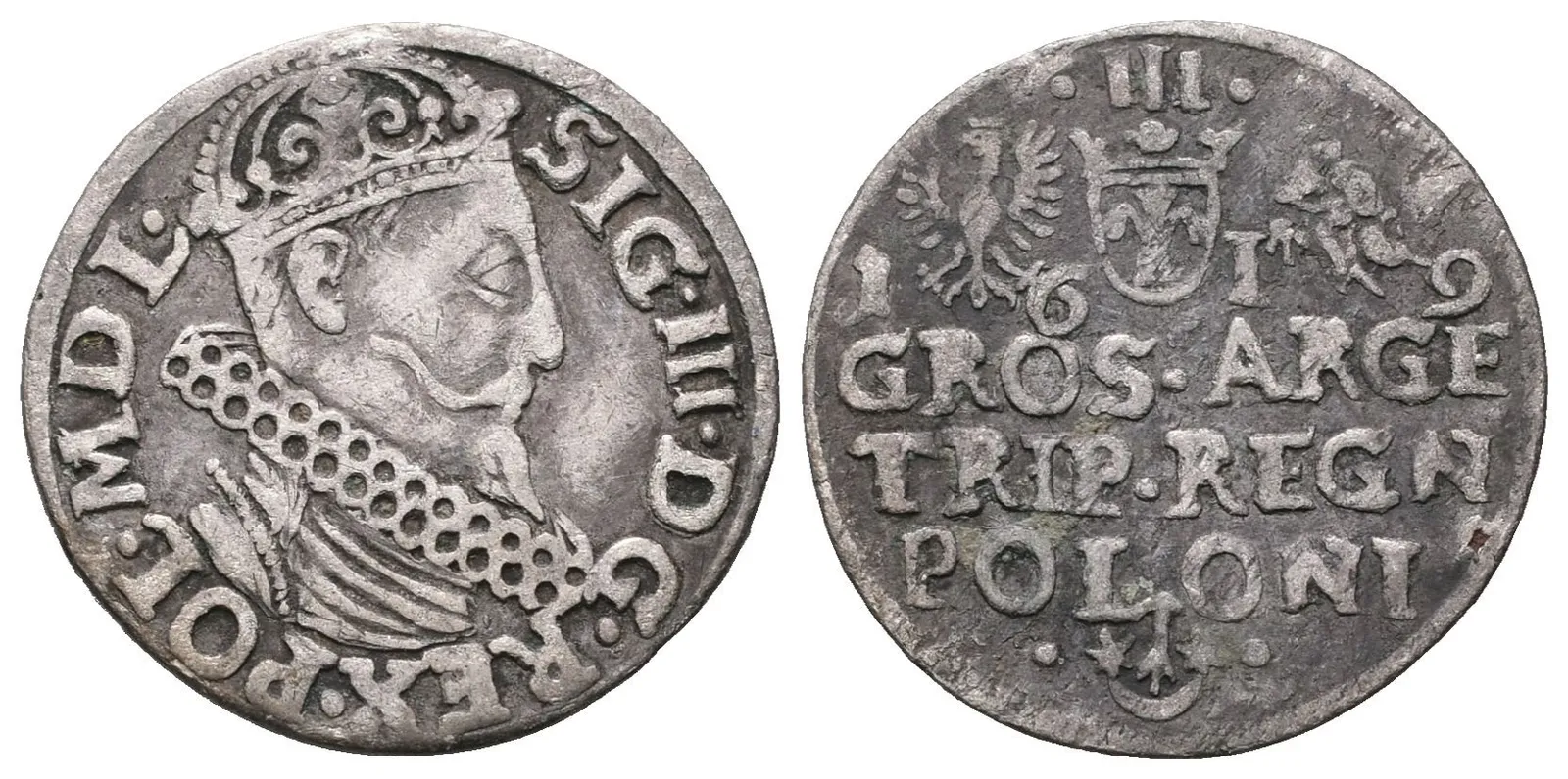 Polsko, III Groš 1619, Krakov