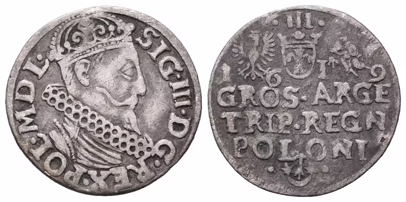 Polsko, III Groš 1619, Krakov