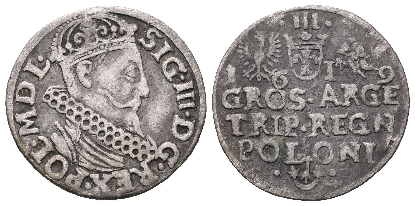 Polsko, III Groš 1619, Krakov