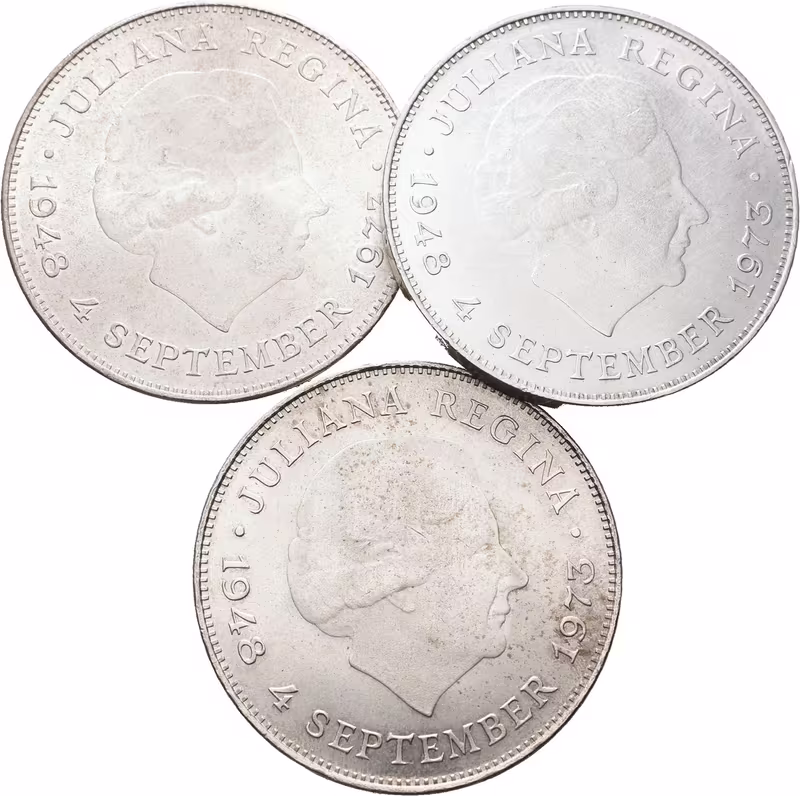 Nizozemí, 10 Gulden 1973 - K 25. výročí vlády