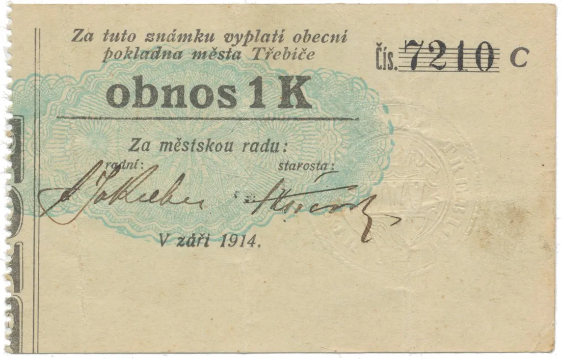 Třebíč - město, 1 K září 1914, silnější K, HH.223.5.10n1