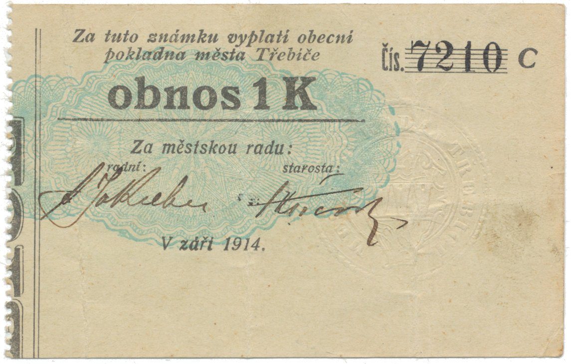 Třebíč - město, 1 K září 1914, silnější K, HH.223.5.10n1