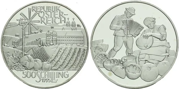 Rakousko, 500 Schilling 1995 - Rakouský venkov