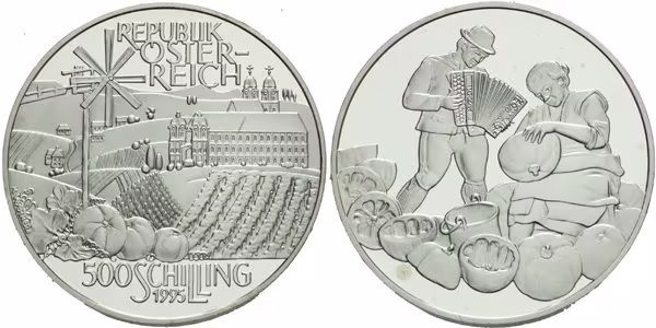 Rakousko, 500 Schilling 1995 - Rakouský venkov