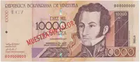 Venezuela, 10.000 Bolivares 2001, anulát - MUESTRA SIN VALOR, P.85bs