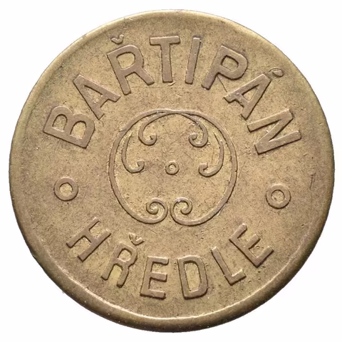 Hředle - František Bařtipán, známka na chmel. Ms 22 mm
