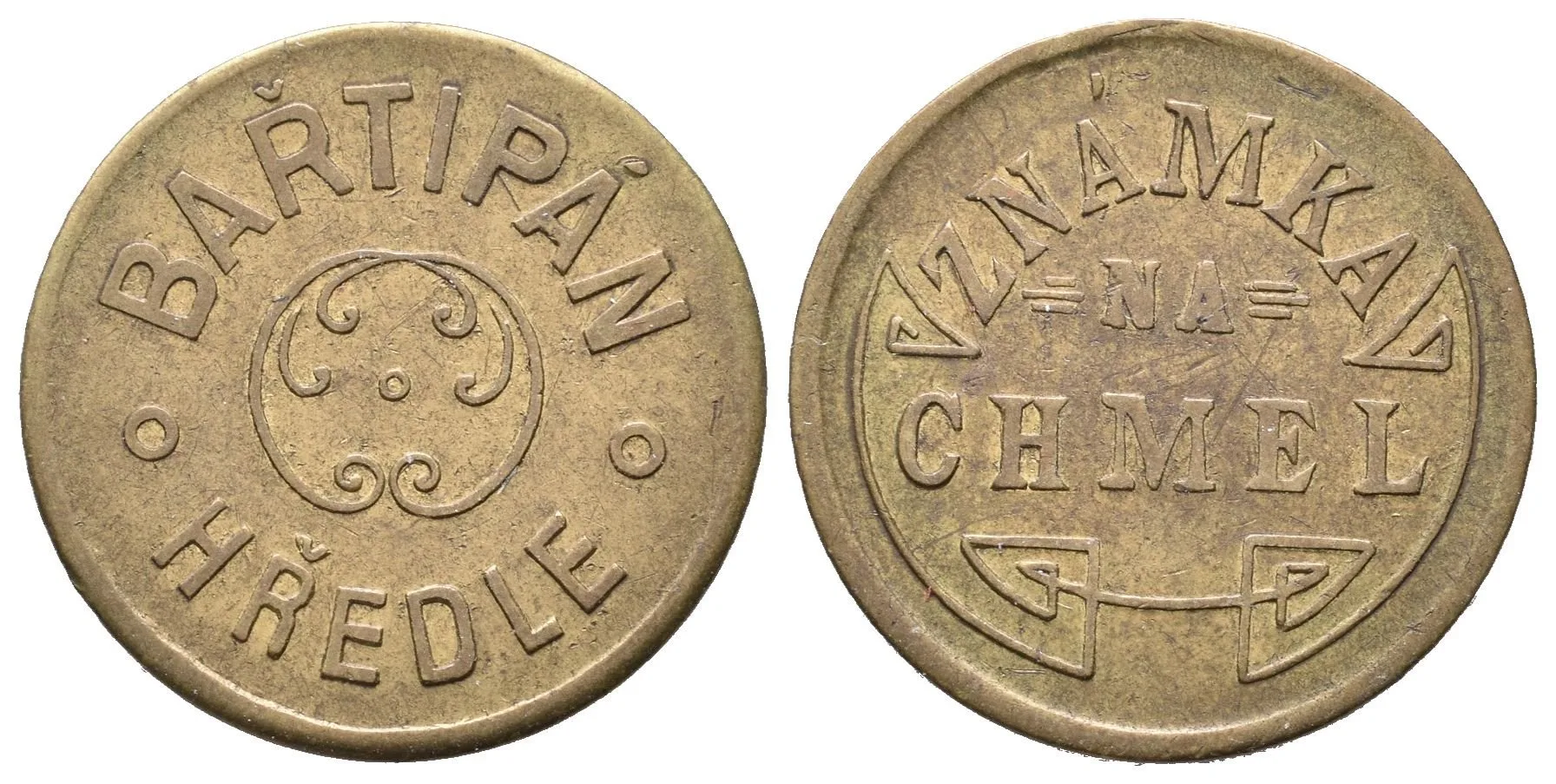 Hředle - František Bařtipán, známka na chmel. Ms 22 mm — 1