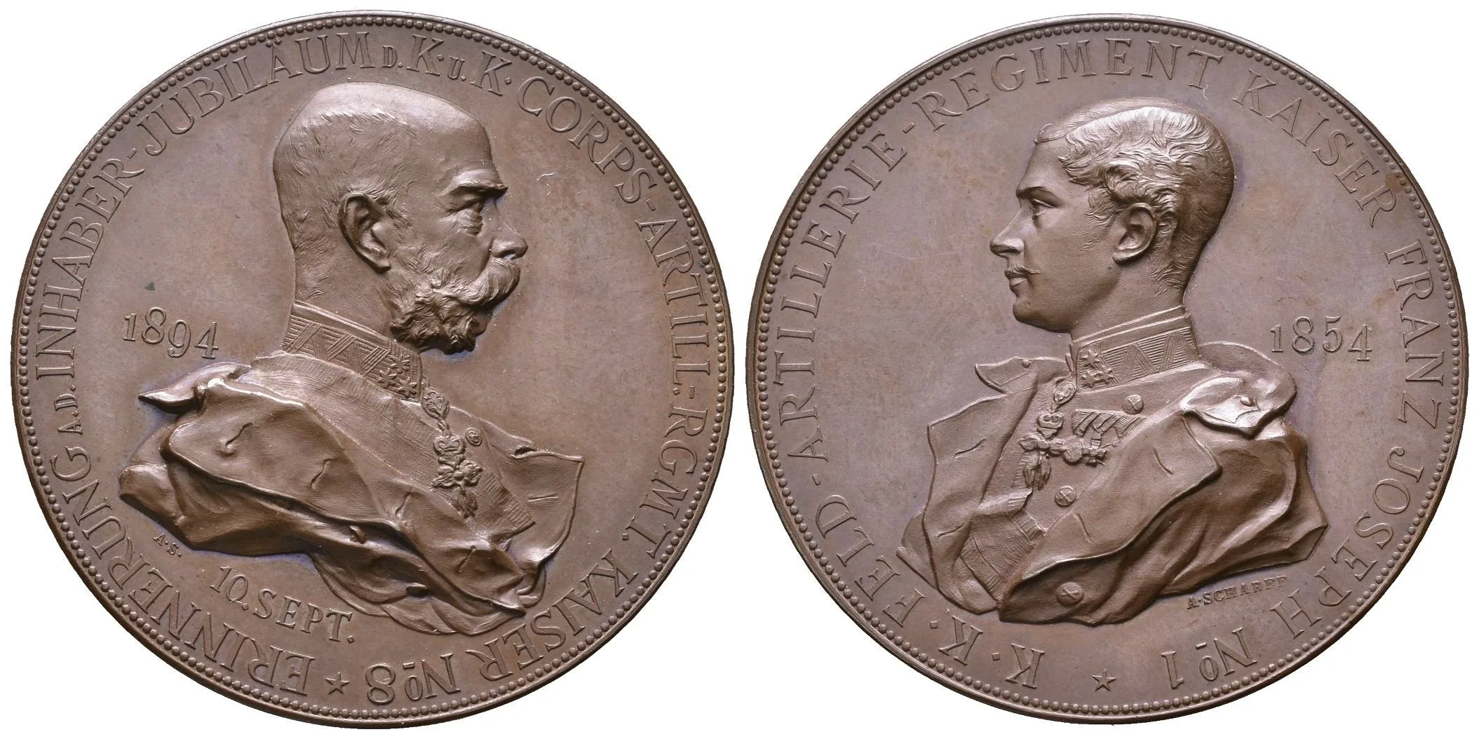 AE Medaile 1894 (A. Scharff) - K příležitosti 40. výročí — 1