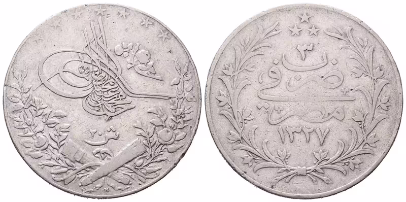 Egypt, 20 Qirsh AH 1327 (1911)