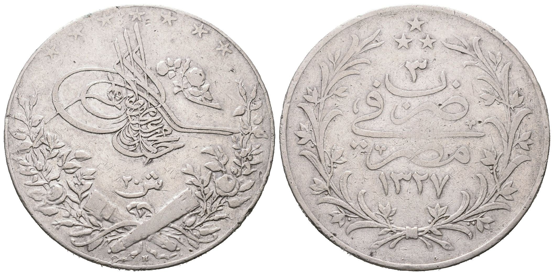 Egypt, 20 Qirsh AH 1327 (1911)