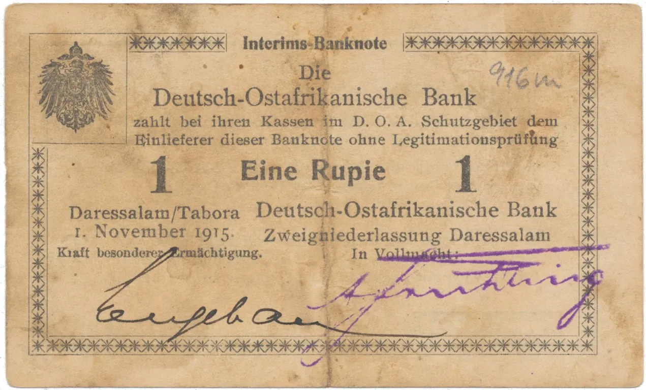 Německá Východní Afrika, 1 Rupie 1. 11. 1915, série T, R.916m