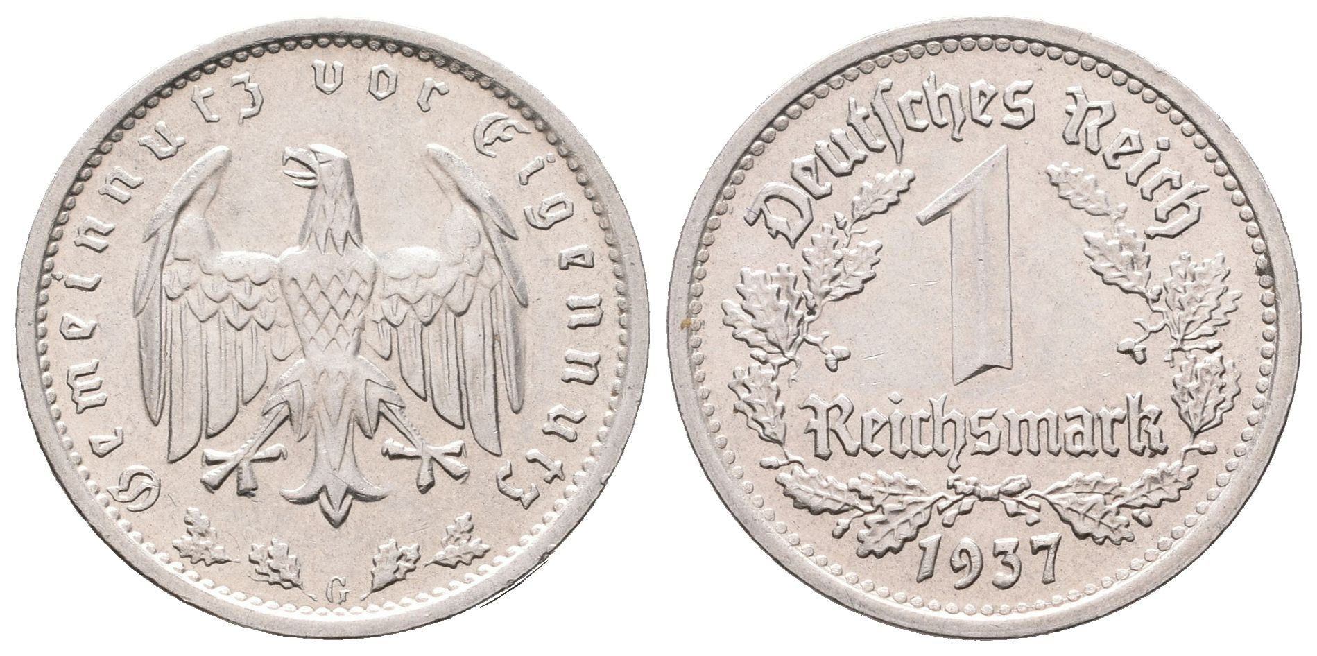 III. říše, 1 Marka 1937 G, Karlsruhe
