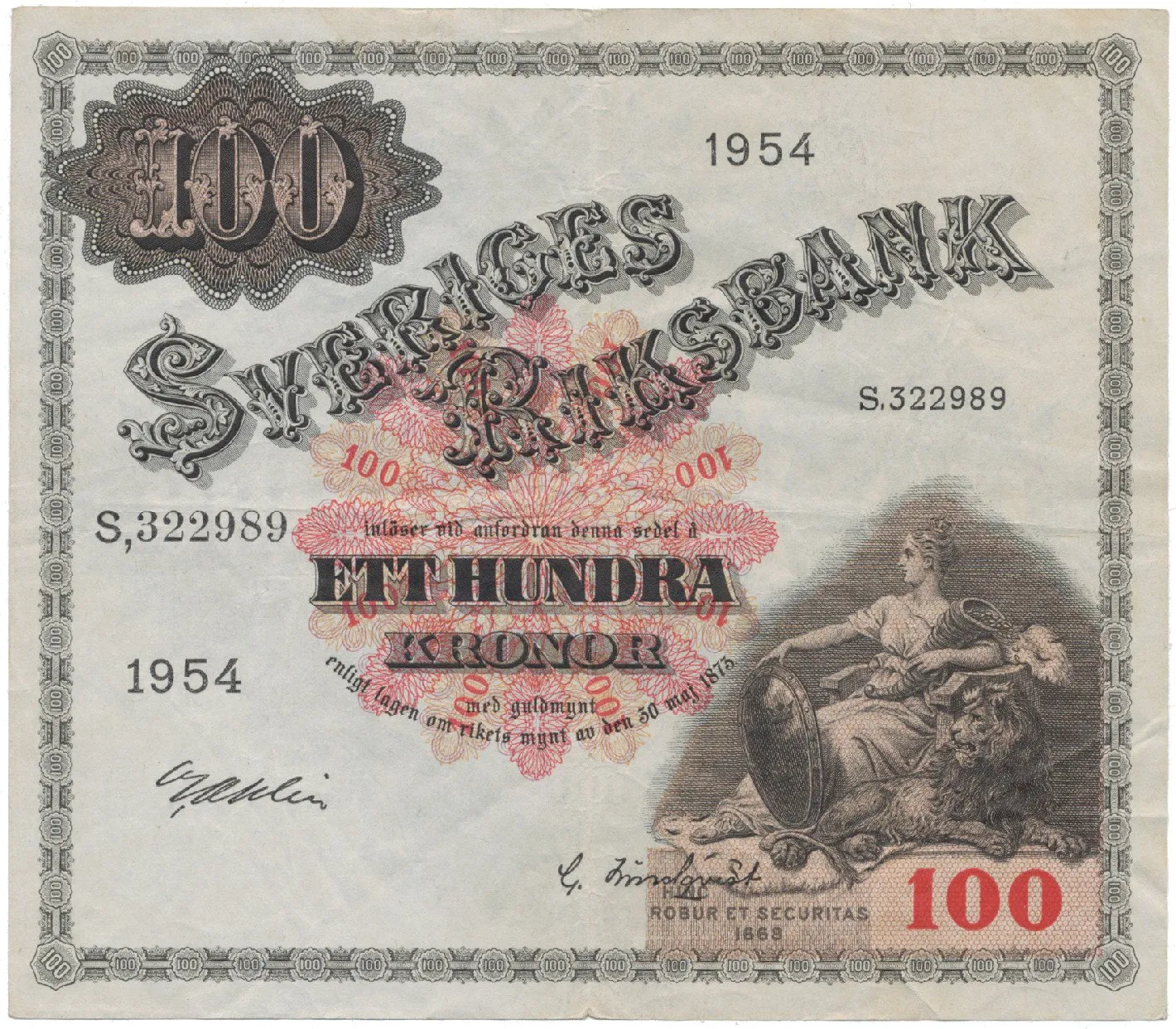 Švédsko, 100 Kronor 1954, P.36aj