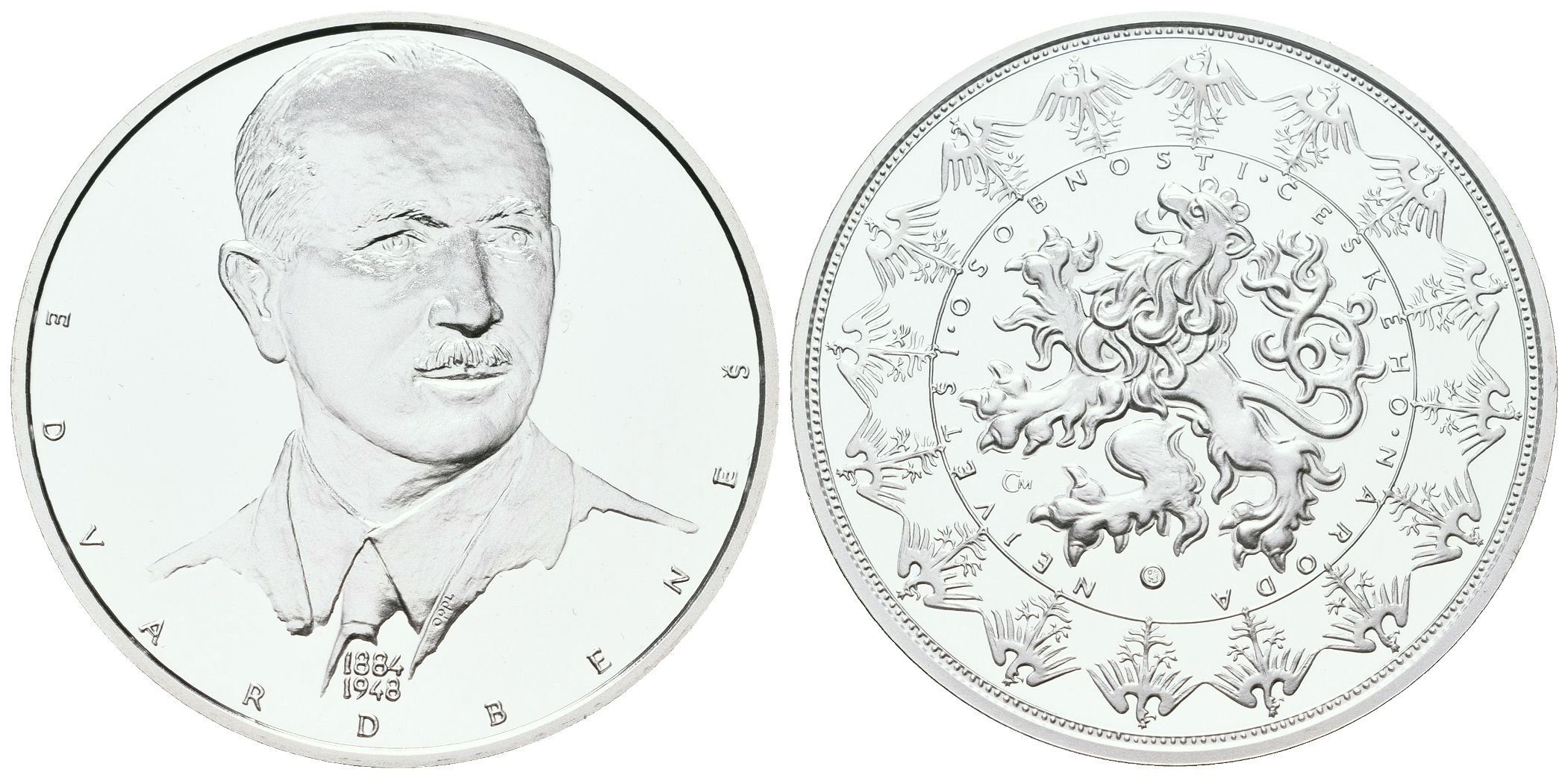Stříbrná investiční medaile - Edvard Beneš - Ag 29 g - 999/1000 + Certifikát