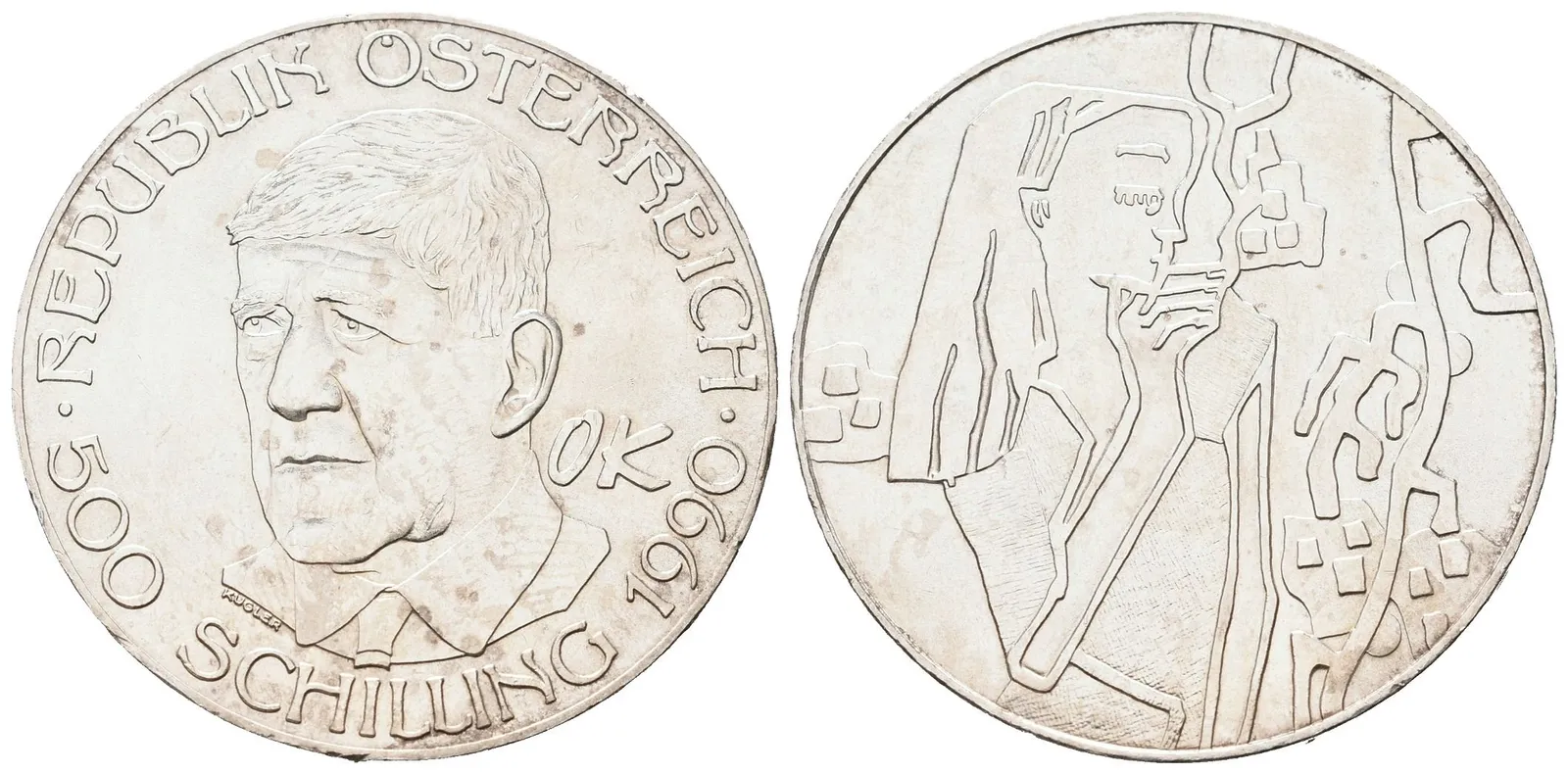 Rakousko, 500 Schilling 1990 - Kokoschka