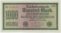 Německo, 1000 Mark 1922, vod. Wellen, 6-místné číslo, Ro.75q