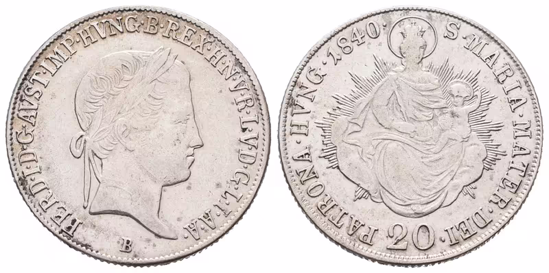 Ferdinand V., 20 Krejcar 1840 B, Kremnica