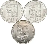 50 Kčs 1990 - Svatá Anežka, lesk_3 ks — 2