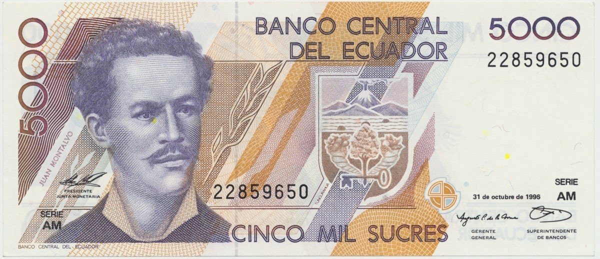 Ekvádor, 5000 Sucres 1995~1996, P.128b