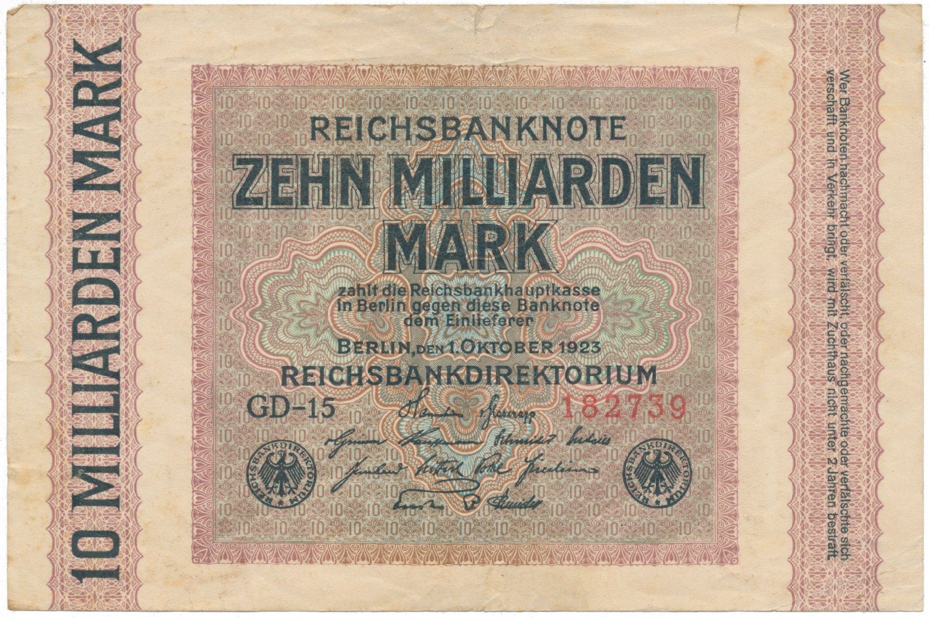 Německo, 10 Milliarden Mark 1923, Ro.114a
