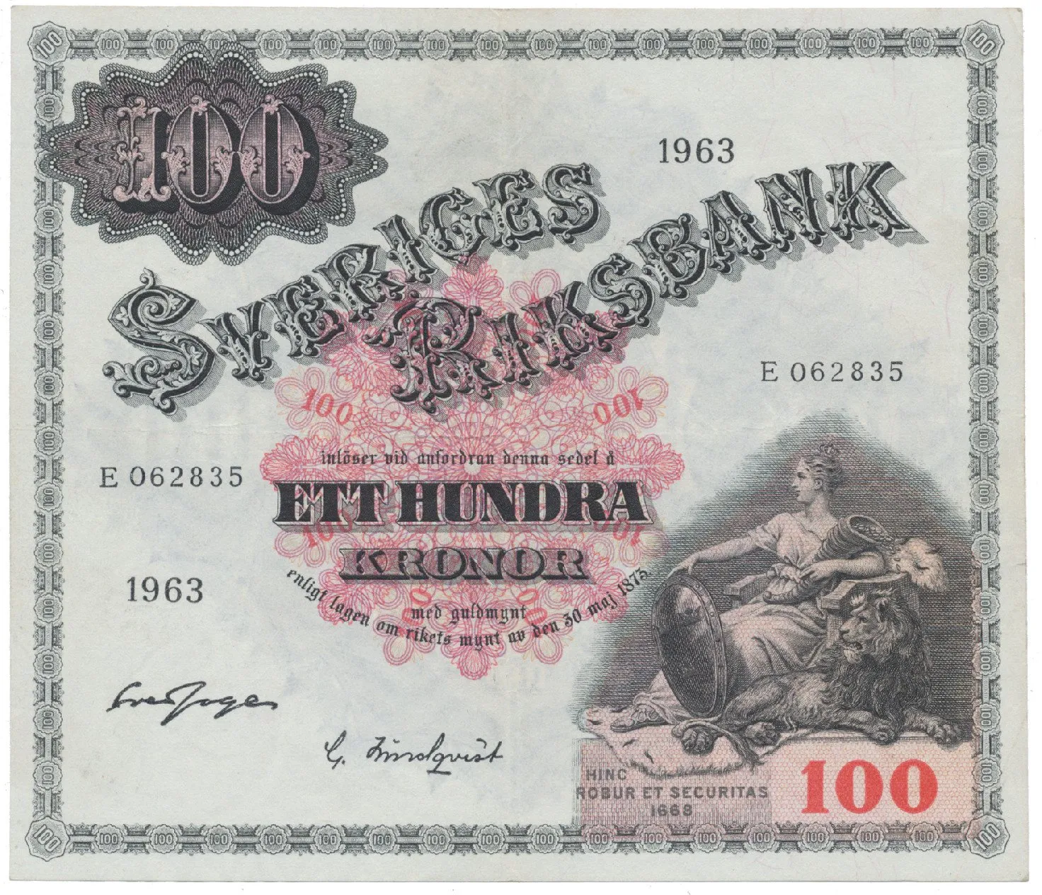 Švédsko, 100 Kronor 1963, P.48e