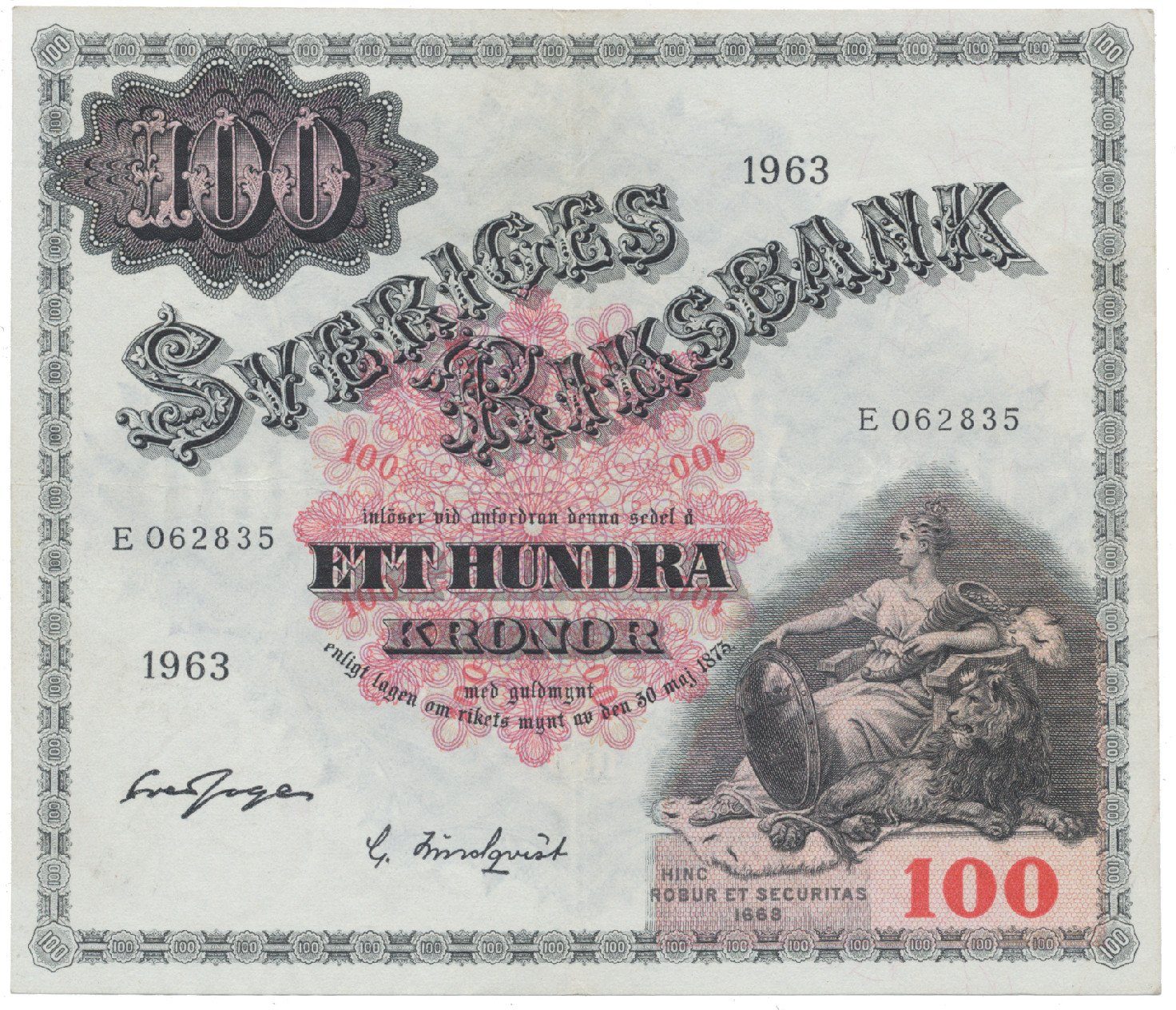 Švédsko, 100 Kronor 1963, P.48e