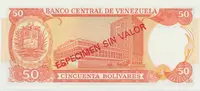 Venezuela, 50 Bolivares 1998, anulát - ESPECIMEN SIN VALOR, P.65fs - fotografie 2
