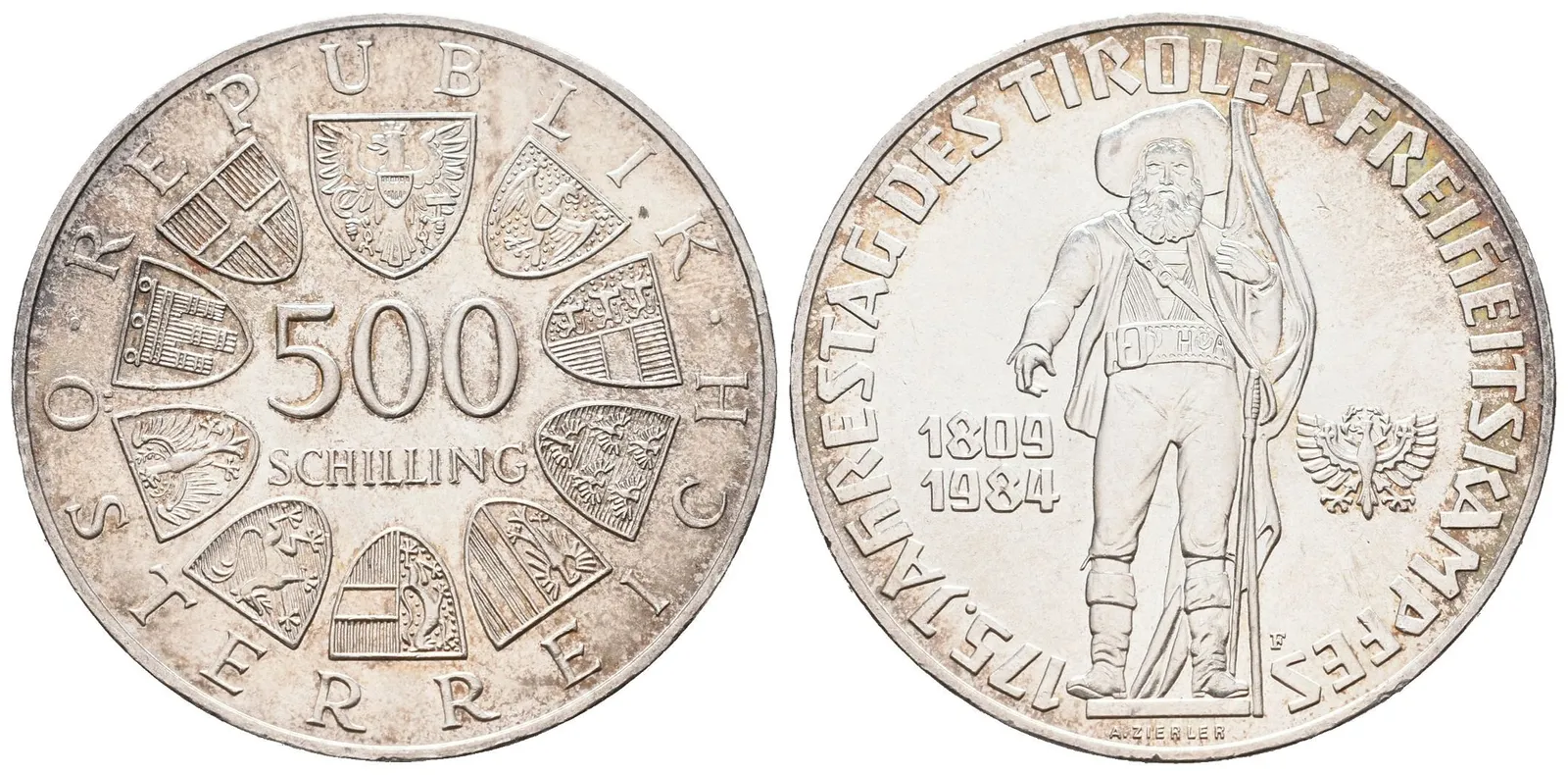 Rakousko, 500 Schilling 1984 - Tirolsko