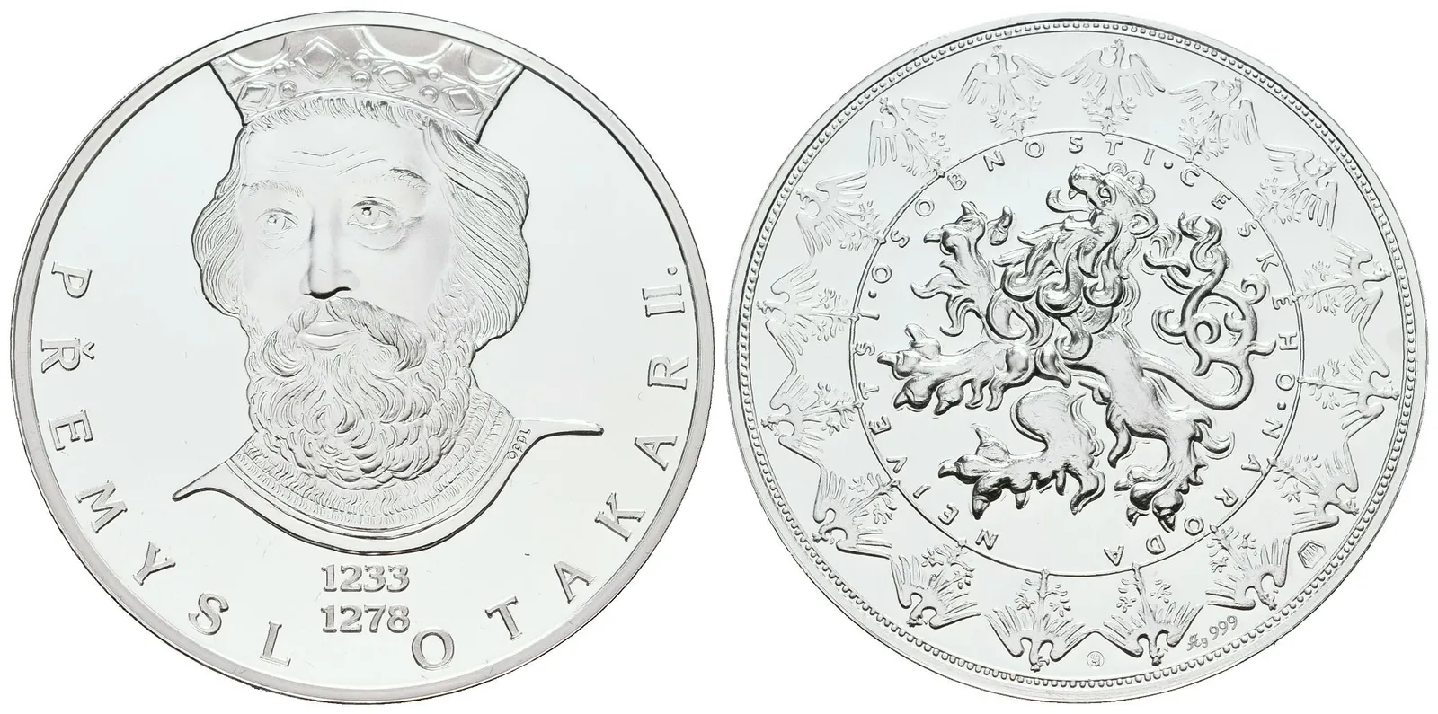 Stříbrná investiční medaile - Přemysl Otakar II. - Ag 29 g - 999/1000 + Certifikát
