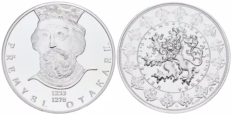 Stříbrná investiční medaile - Přemysl Otakar II. - Ag 29 g - 999/1000 + Certifikát