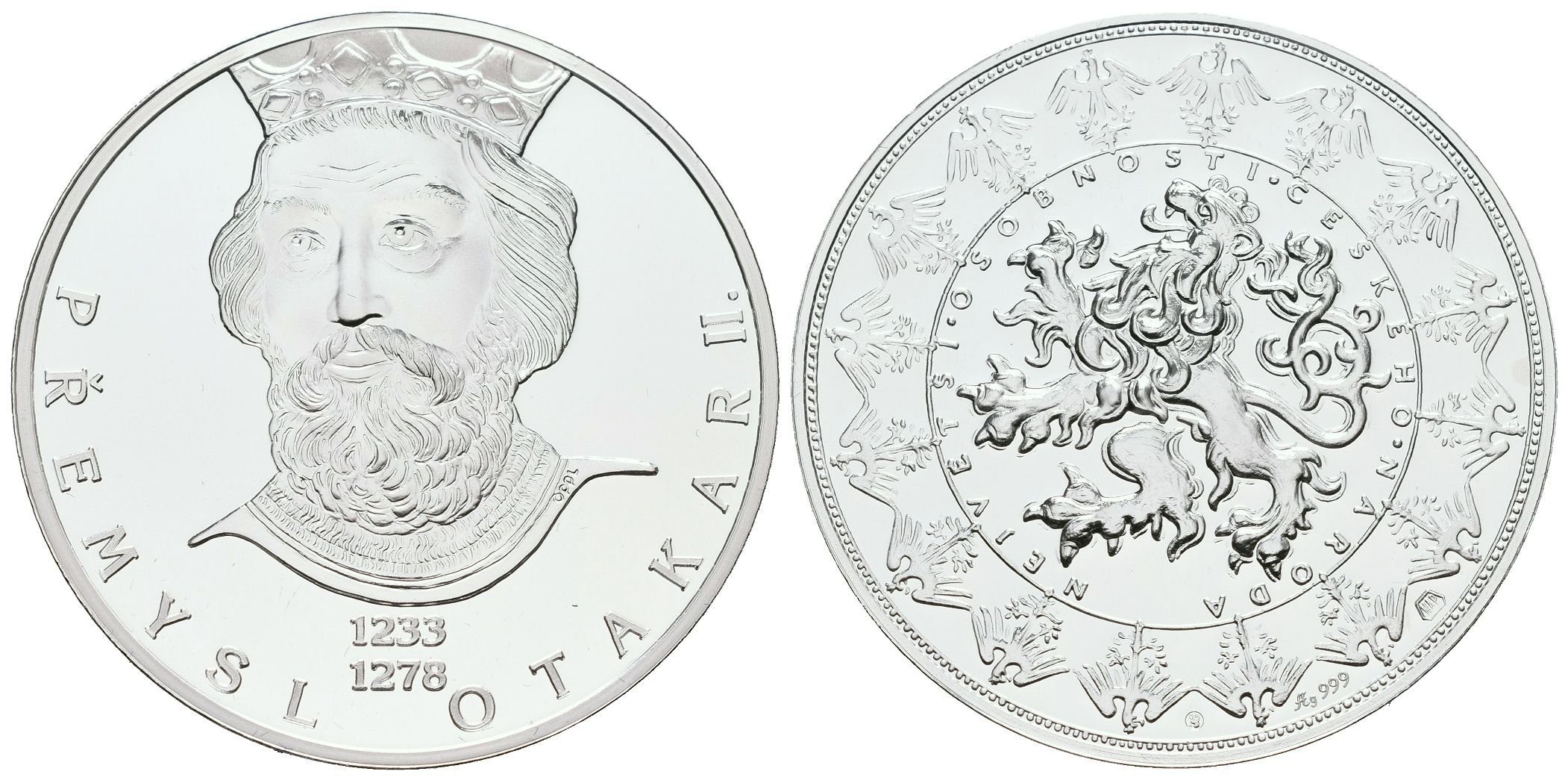 Stříbrná investiční medaile - Přemysl Otakar II. - Ag 29 g - 999/1000 + Certifikát