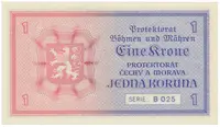 Protektorát Čechy a Morava, 1 Koruna b.d. (1940), tisk TB NBČM, série B, Hej.30aB
