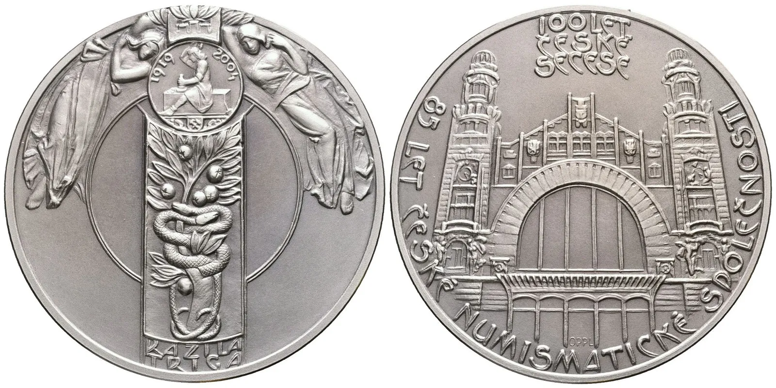 AE Medaile 2004 - K 85. výročí vzniku České numismatické společnosti a 100 let české secese. — 1