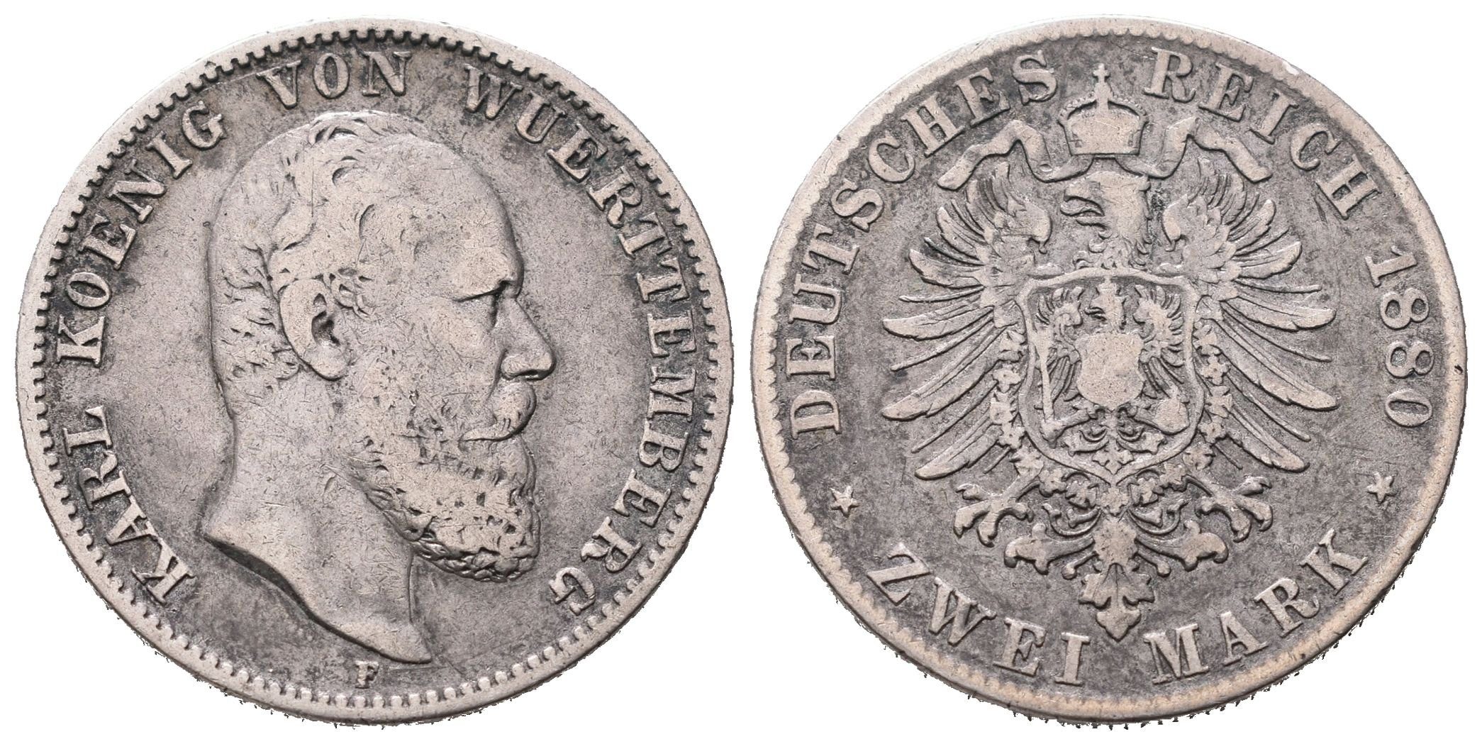 Württemberk, 2 Marka 1880 F